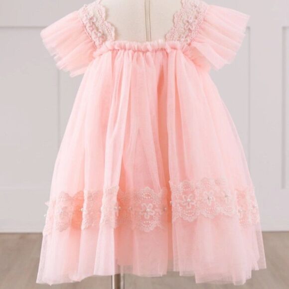Marie Nicole Pink Tulle Ruffle Lace Dress Size 3Y - Picture 2 of 7